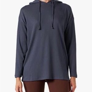 Pieces Cozy Grey/Blue Ribbed Hoodie